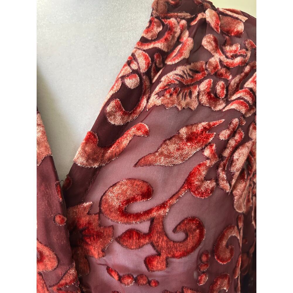 Chicos sheer velvet burgundy statement blouse size 2 U.S 12​ - Picture 3 of 12